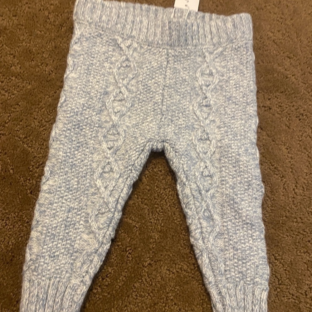 Janie & Jack gray cable knit unisex winter leggings new size 3-6 months - Picture 9 of 10